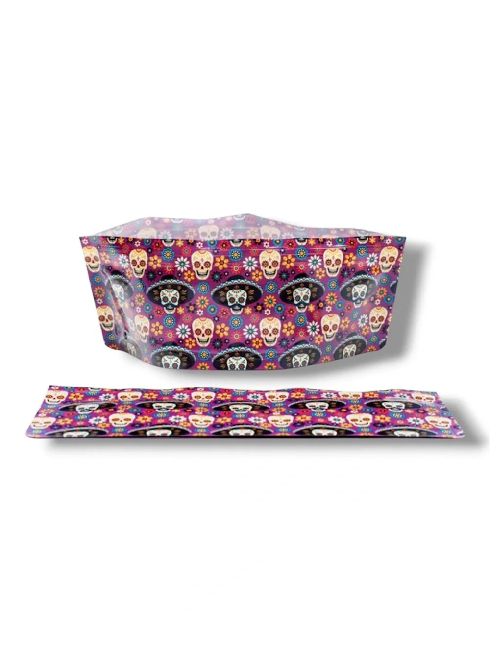 2-Pack Modgy Expandable Dog Bowls Set - Mexican Sugar Skulls Design - NWT